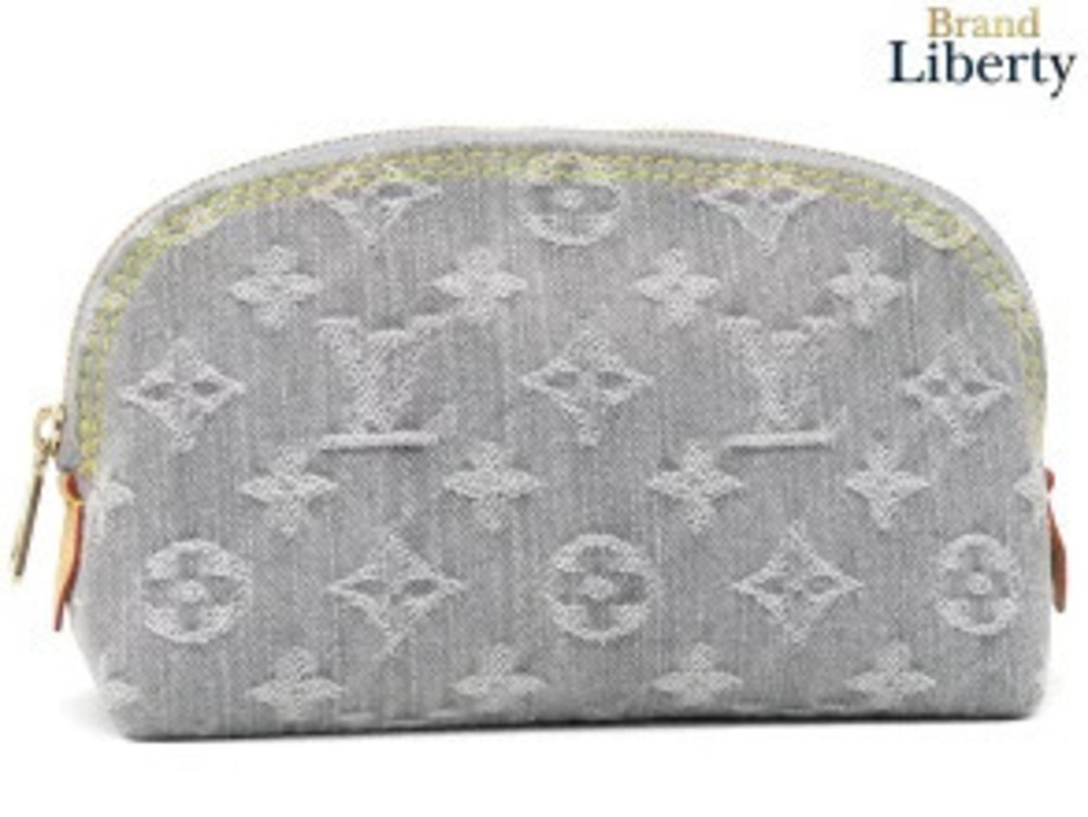 Louis Vuitton Monogram Denim Pochette Cosmetic Pouch Clutch Makeup Accessory